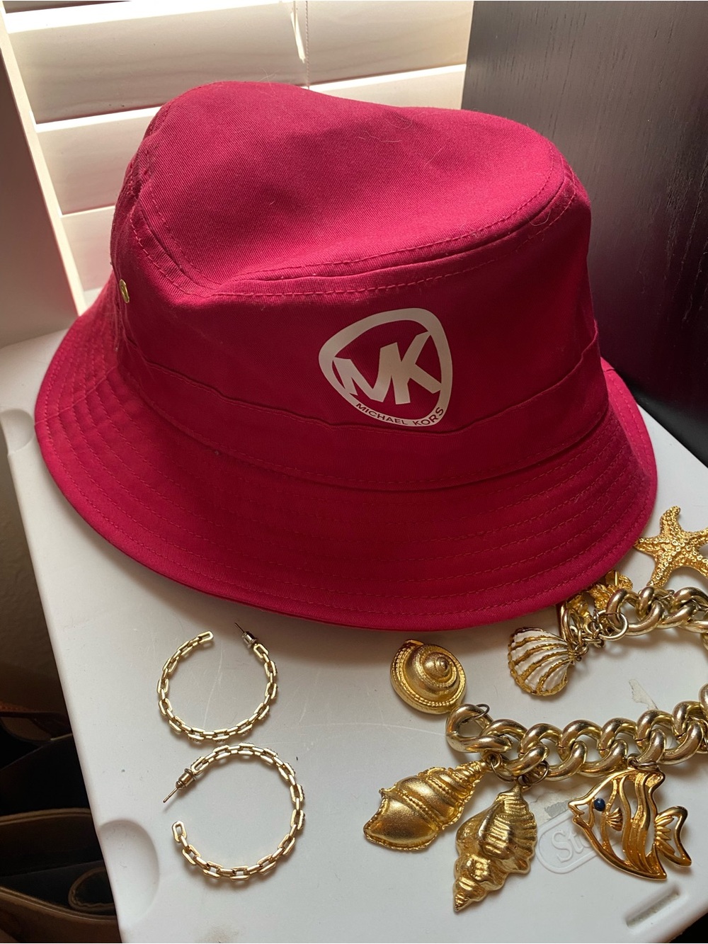 Michael Kors Kids Magenta Bucket Hat with MK Logo